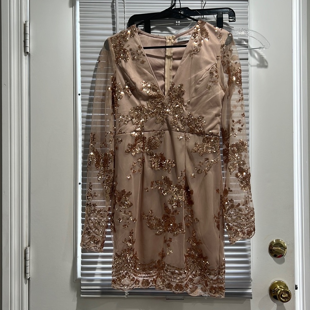 Hello Molly sequin gold dress brand new w/o tags